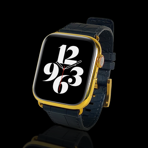 24K Gold Plated Apple Watch Alligator Carbon